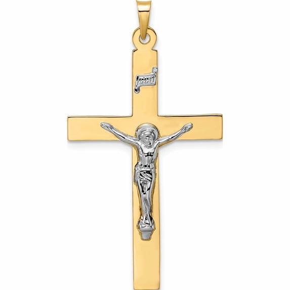 14K Two-Tone Polished Solid Inri Crucifix Pendant (42 X 23.16) Made In United States -Jewelry By Sweet Pea