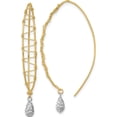 thumbnail image 1 of 14K Two-Tone Polished Wire Wrapped Diamond Cut Dangle Earrings (47 X 6) Made In Indonesia tl1001, 1 of 5