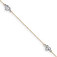 thumbnail image 1 of 14K Two-Tone Puff Heart 9In Plus 1In Ext Anklet Made In Indonesia ank219-10, 1 of 5