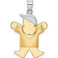 thumbnail image 1 of 14K Two-Tone Puffed Boy With Hat On Right Engravable Charm (30 X 20) Made In United States xk572, 1 of 5