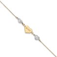 thumbnail image 1 of 14K Two Tone Puffed LOVE Heart & Diamond-Cut Hearts Bracelet, 1 of 1