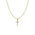 thumbnail image 1 of 14K Two Tone Solid Gold Jesus Crucifix Cross Charm Pendant with 0.9mm Wheat Chain Necklace - 20", 1 of 4