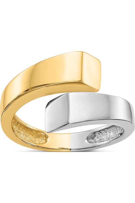 14K Two-Tone Square Overlapping Ring (Size 7) Made In United States k1448