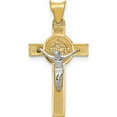 thumbnail image 1 of 14K Two-Tone St. Benedict Medal Crucifix Cross Pendant Made In Mexico k5564, 1 of 6