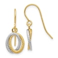 thumbnail image 1 of 14K Two-Tone Textured Fancy Dangle Earrings, 1 of 1