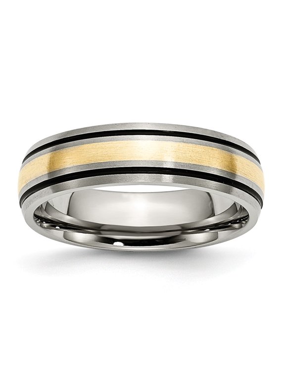 14K Two-Tone Titanium 14K Ring Band Wedding Yellow Gold