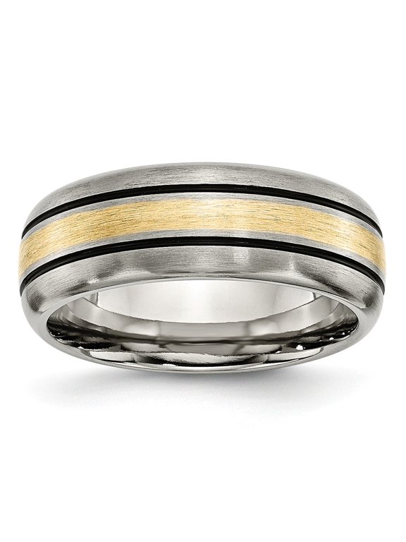 14K Two-Tone Titanium 14K Ring Band Wedding Yellow Gold