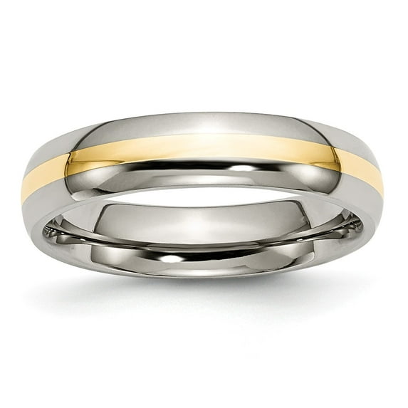14K Two-Tone Titanium Ring Band Wedding Yellow Gold