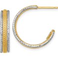 thumbnail image 1 of 14K Two-Tone Treasure-Worthy, Chic, Charming Polished 20.7 Mm Rhodium Textured Woven 4Mm X 20Mm J-Hoop Post Earrings, 1 of 3