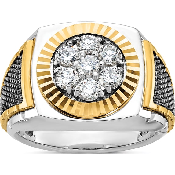 14K Two-Tone W/Black Rhodium Ibgoodman Men's 1 Carat Diamond Complete Ringsize 10 (Width 16) - Jbsp