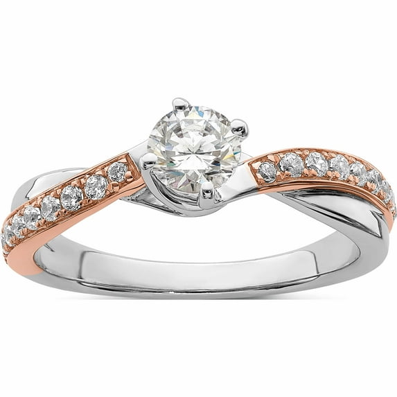 14K Two-Tone White & Rose Gold Semi-Mount Diamond Engagement Ring (Size 7) Made In India -Jewelry By Sweet Pea