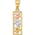 thumbnail image 1 of 14K Two-Tone With White Rhodium Polished Turtles Rectangle Pendant (Width 7) (Length 17) - Jbsp, 1 of 5