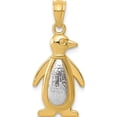 thumbnail image 1 of 14K Two-Tone Yellow And White Gold Polished/Textured Penguin Pendant Made In United States k5320, 1 of 6