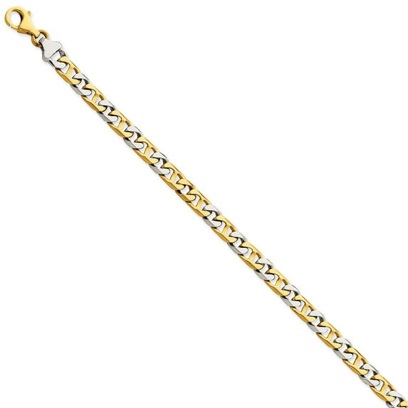 14K Two-tone 6mm Hand-Polished Fancy Link Chain