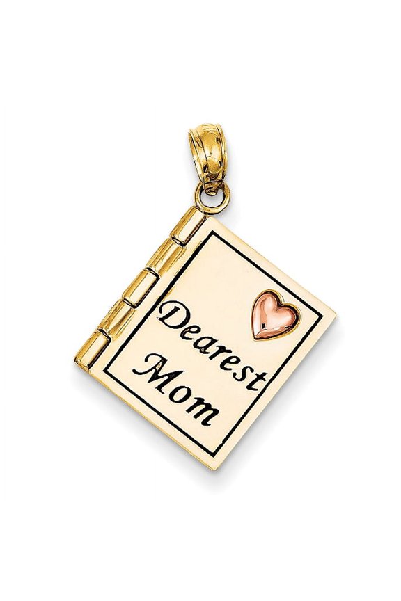 14K Two-tone Dearest Mom Book Pendant