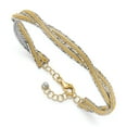 thumbnail image 1 of 14K Two-tone Dia-cut and Textured Braided with Safety Chain Bangle, 1 of 4