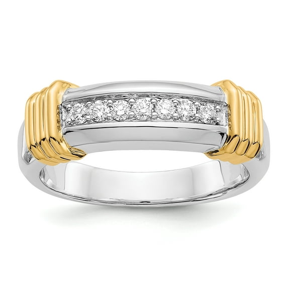 14K Two-tone Gold Diamond Men's Ring (0.246Cttw) Ring Size 10