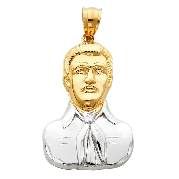 14K Two-tone Gold Large Malverd e Sinaloa Charm Pendant (36mm x 26mm)