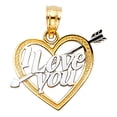 thumbnail image 1 of 14K Two-tone Gold Small/Mini I Love You Heart Charm Pendant (14mm x 15mm), 1 of 2