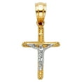 thumbnail image 1 of 14K Two-tone Gold Small/Mini Religious Tiny Crucifix Charm Pendant (15mm x 10mm), 1 of 2