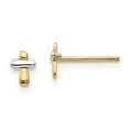 thumbnail image 1 of 14K Two-tone Madi K Polished Cross Post Earrings SE2468 (6mm X 4mm), 1 of 3