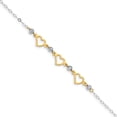 thumbnail image 1 of 14K Two-tone Oval Link Diamond Cut Beads and Heart Bracelet in 14k Yellow and White Gold, 1 of 3