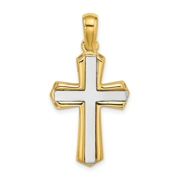 14K Two-tone Polished Cross Charm K9737