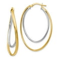 thumbnail image 1 of 14K Two-tone Polished Fancy Hoop Earrings, 1 of 2