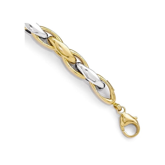 14K Two-tone Polished Fancy Link Bracelet