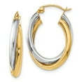 thumbnail image 1 of 14K Two-tone Polished Oval Hinged Hoop Earrings 14k Two-tone Earrings, 1 of 1