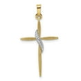 thumbnail image 1 of 14K Two-tone Polished & Satin Solid Methodist Cross Pendant, 1 of 1