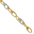 thumbnail image 1 of 14K Two-tone Polished Tapered Oval Link Bracelet, 1 of 5