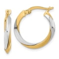 thumbnail image 1 of 14K Two-tone Polished Twist Hoop Earrings, 1 of 4
