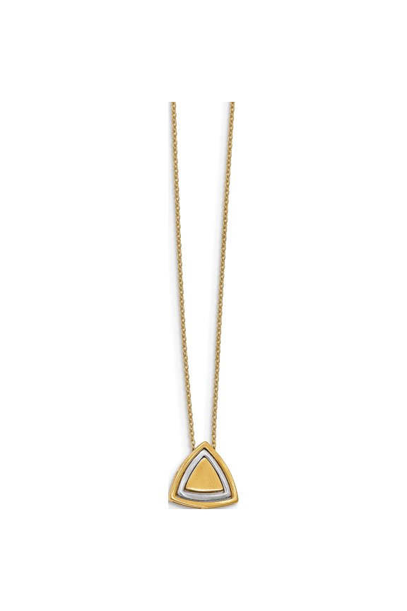 14K Two-tone Satin Triangle Necklace