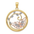 thumbnail image 1 of 14K Two-tone with White Rhodium Butterfly in Circle Pendant, 1 of 1