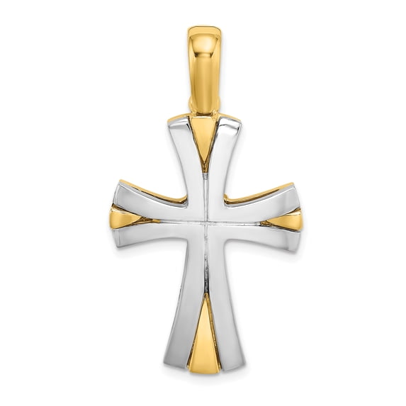 14K and White Rhodium Cross Charm K9729