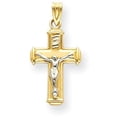 thumbnail image 1 of 14K and White Rhodium Polished Block INRI Crucifix Charm K9460, 1 of 3