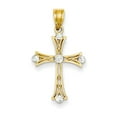 thumbnail image 1 of FJC Finejewelers 14k Yellow Gold with with Rhodium Cross Round Accent Tips Charm, 1 of 3