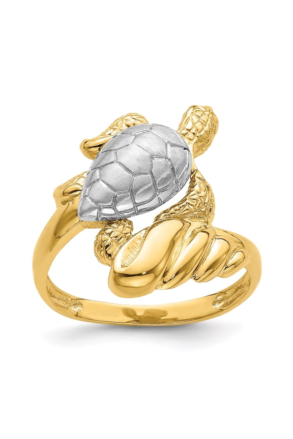 14K W/ Rhodium Turtle Ring R843