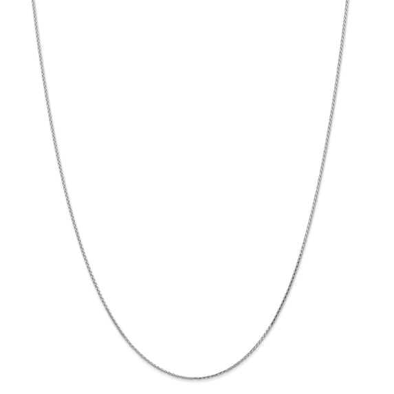 14K WG 1.0mm Round D/C Wheat Chain in 14k White Gold