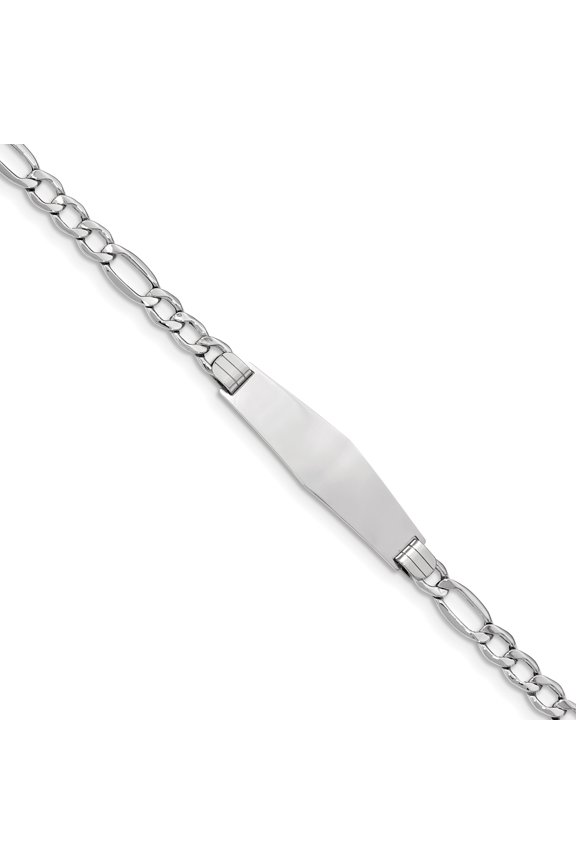 14K WG Polished Soft Diamond Shape ID with Semi-SolSoft Diamond Shape ID Fi (Weight: 6.01 Grams, Length: 8 Inches)