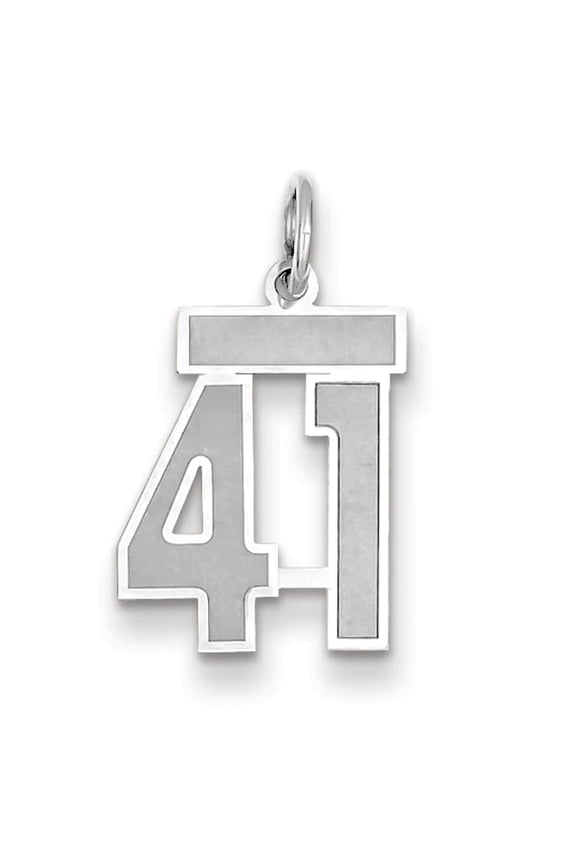 14K WG Small Satin Number 41 Charm
