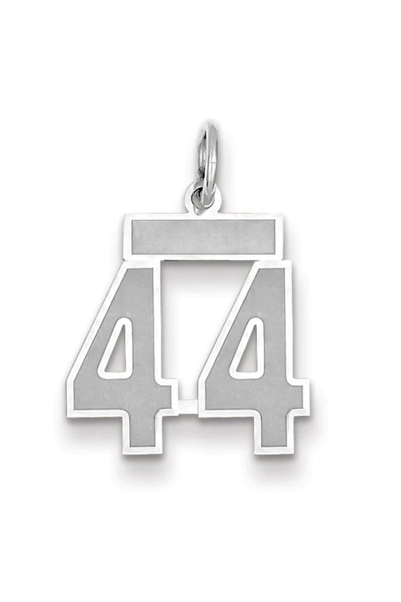 14K WG Small Satin Number 44 Charm