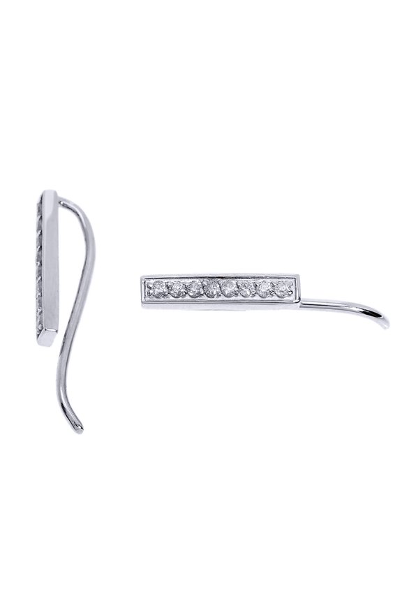 14K WHITE GOLD DIAMOND BAR EAR CUFFS