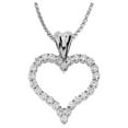 thumbnail image 1 of 14K WHITE GOLD DIAMOND STUDDED OPEN HEART PENDANT NECKLACE (0.8") :  18", 1 of 1