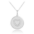 thumbnail image 1 of 14K WHITE GOLD HEART DIAMOND DISC PENDANT NECKLACE :  Pendant only, 1 of 1