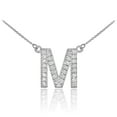 thumbnail image 1 of 14K WHITE GOLD LETTER "M" DIAMOND INITIAL MONOGRAM NECKLACE :  20", 1 of 1