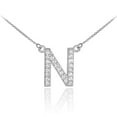 thumbnail image 1 of 14K WHITE GOLD LETTER "N" DIAMOND INITIAL MONOGRAM NECKLACE :  16", 1 of 1