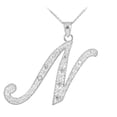 thumbnail image 1 of 14K WHITE GOLD LETTER SCRIPT "N" DIAMOND INITIAL PENDANT NECKLACE :  Pendant with 18" chain, 1 of 1