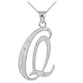 thumbnail image 1 of 14K WHITE GOLD LETTER SCRIPT "Q" DIAMOND INITIAL PENDANT NECKLACE :  Pendant with 20" chain, 1 of 1